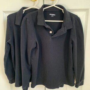 Two Black Long-Sleeve Old Navy Polos, Boys S (6/7)